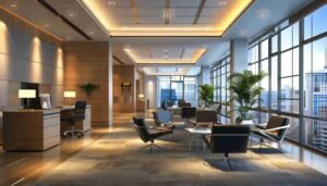 modern decorated corporate office room with city view 1 1 11zon